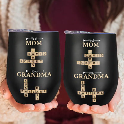 Now Grandma Crossword Puzzle Wine Tumbler Personalized Gift For Grandma