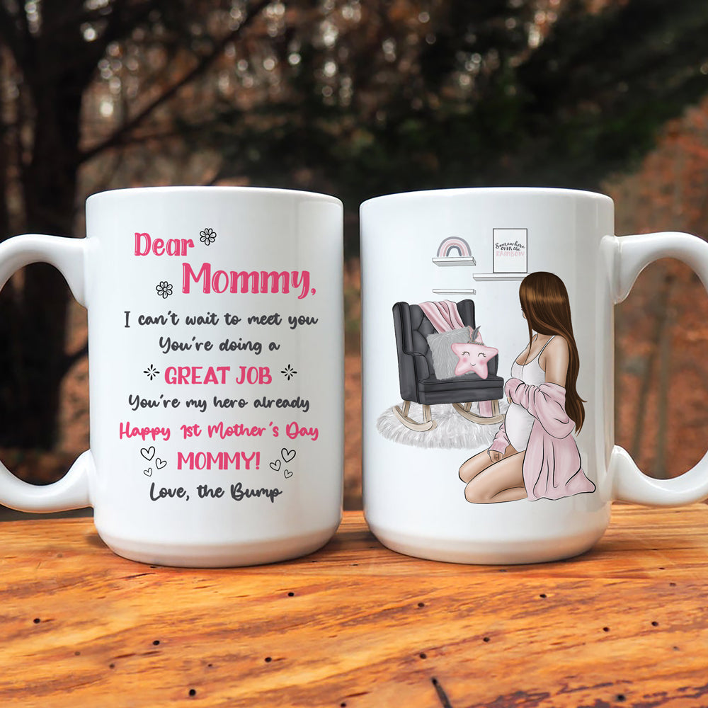 Personalized Mother's Day Gift For Expecting Mom Dear Mommy Warm And Safe Pregnant Mug