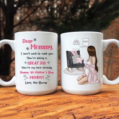 Personalized Mother's Day Gift For Expecting Mom Dear Mommy Warm And Safe Pregnant Mug