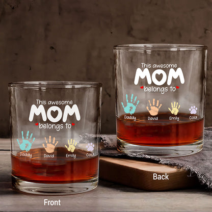 This Awesome Mom Belongs To Whiskey Glass Personalized Gift For Mother