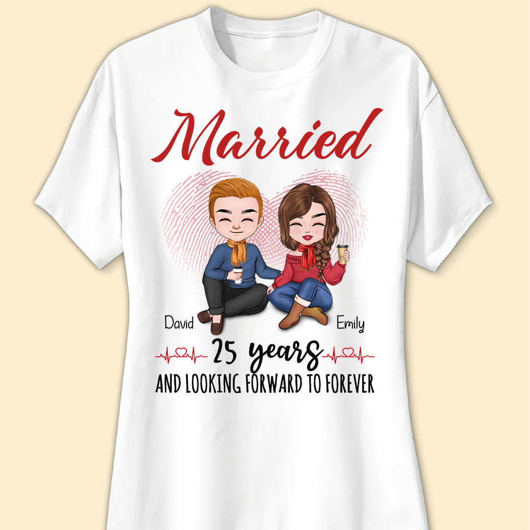 Married 25 Years Matching T-shirt Personalized Anniversary Gift For Couple