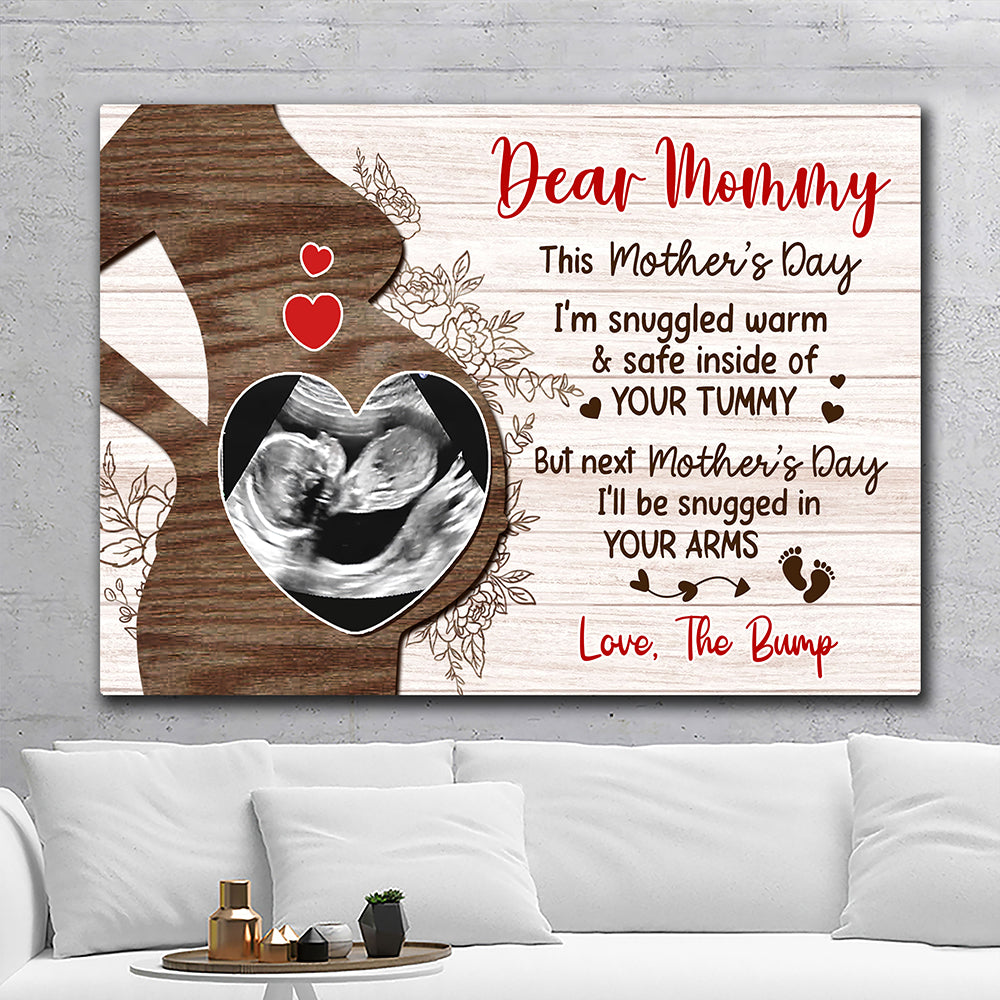 I'll Be Snuggled Canvas Personalized Mother's Day Gift For Mom To Be