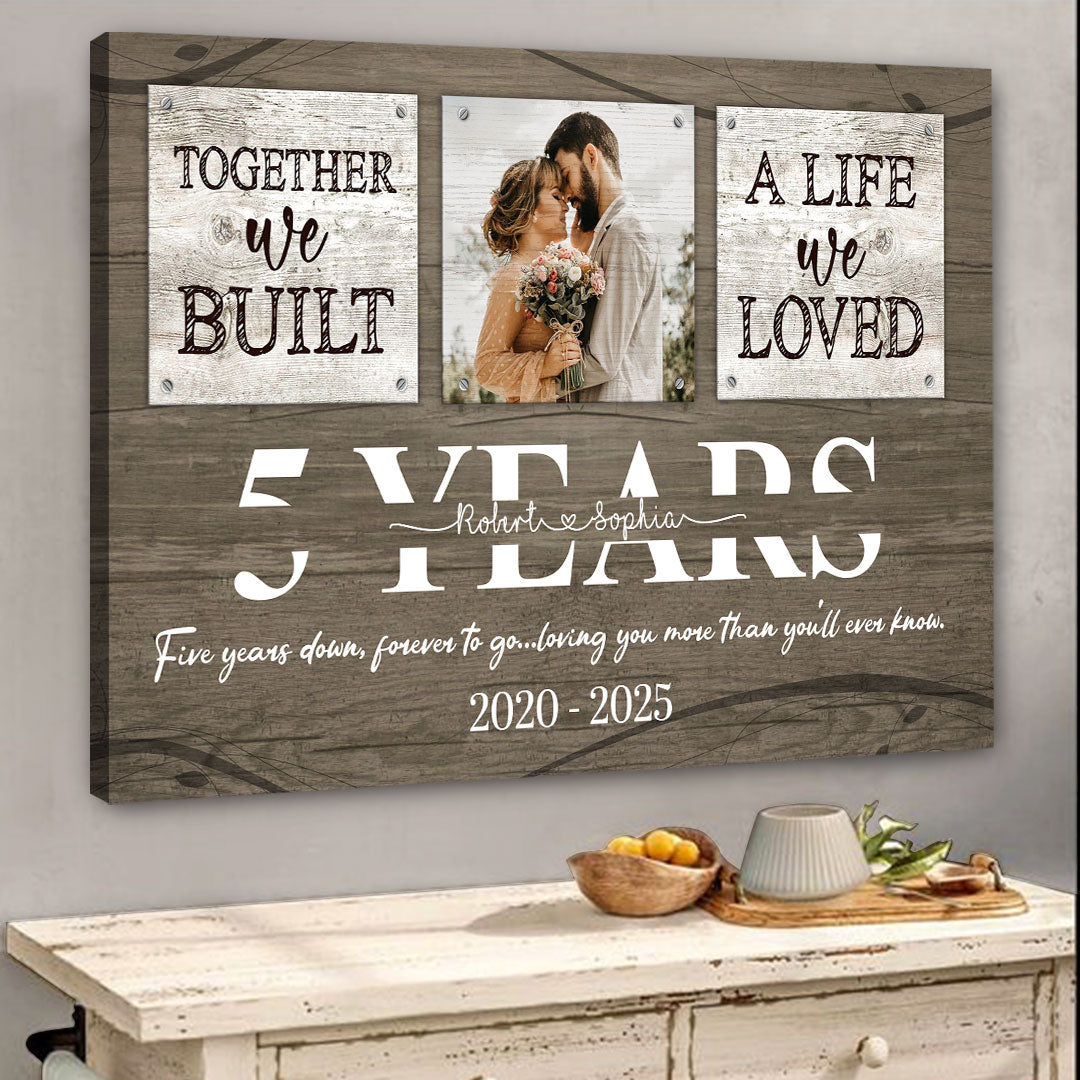 5 Years Together Canvas Personalized Anniversary Gift For Her For Him