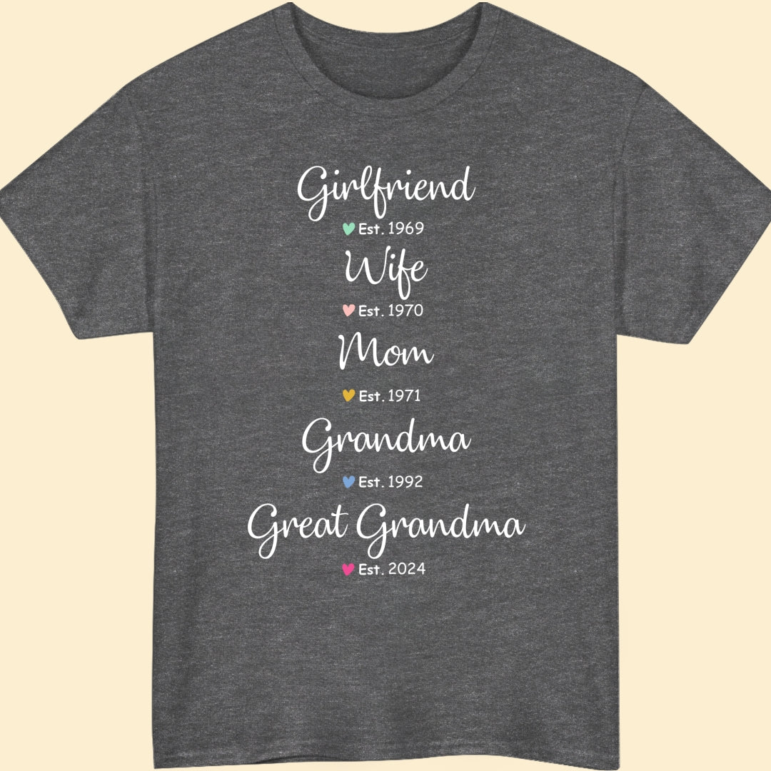 Wife Mom Grandma Shirt - Personalized Gifts For Mother & Grandmother