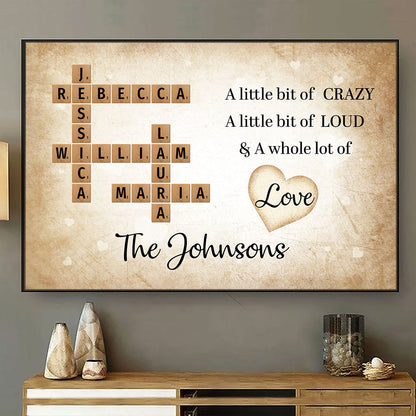 A Whole Lot Of Love Crossword Poster Personalized Gift For Family