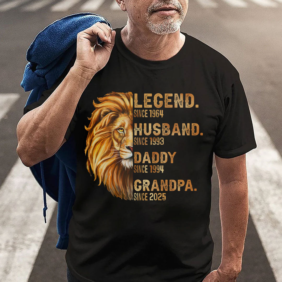 Personalized Gift For Dad For Grandpa Husband Daddy Grandpa Lion Shirt