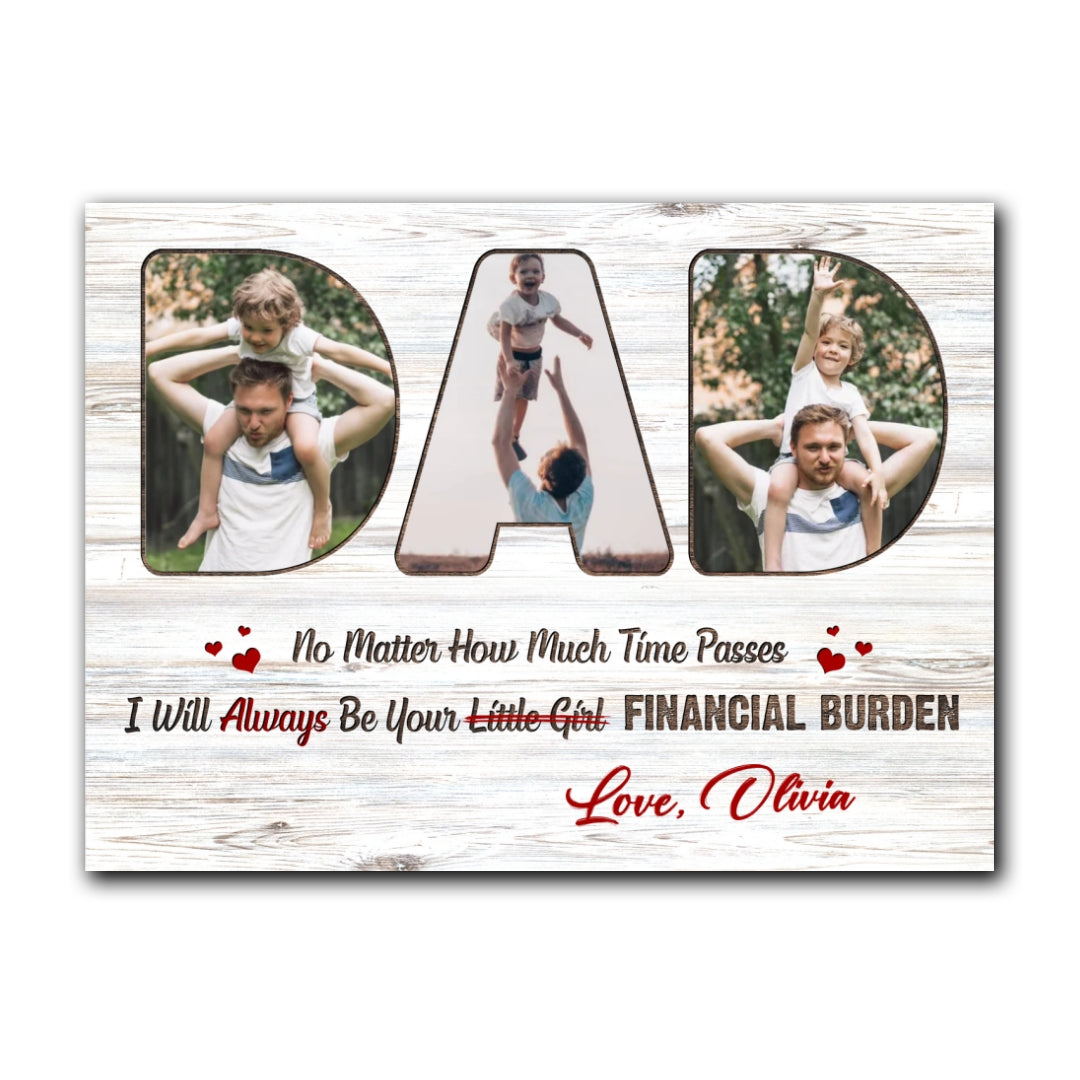 Little Girl Canvas Personalized Photo Gift For Dad From Daughter
