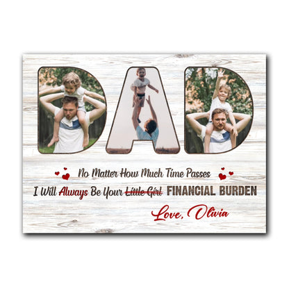 Little Girl Canvas Personalized Photo Gift For Dad From Daughter