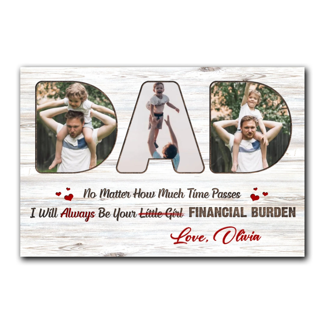 Little Girl Canvas Personalized Photo Gift For Dad From Daughter