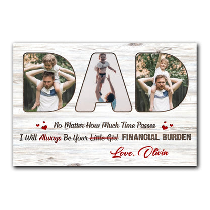 Little Girl Canvas Personalized Photo Gift For Dad From Daughter