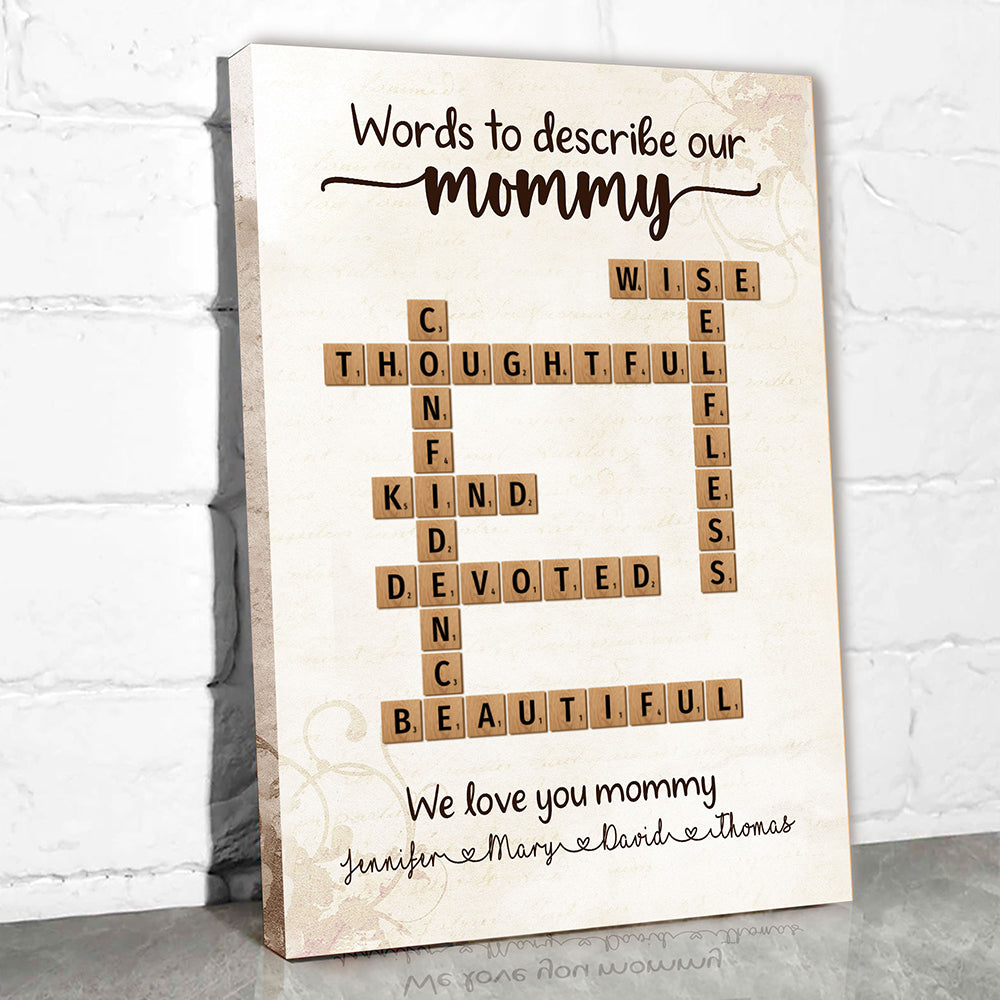 Words To Describe Mommy Crossword Canvas Personalized Gift For Mom