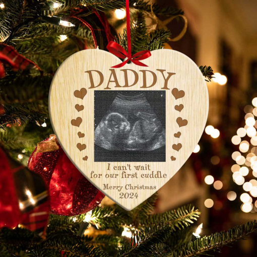 Personalized First Cuddle Heart Ornament Gift For Expecting Dad