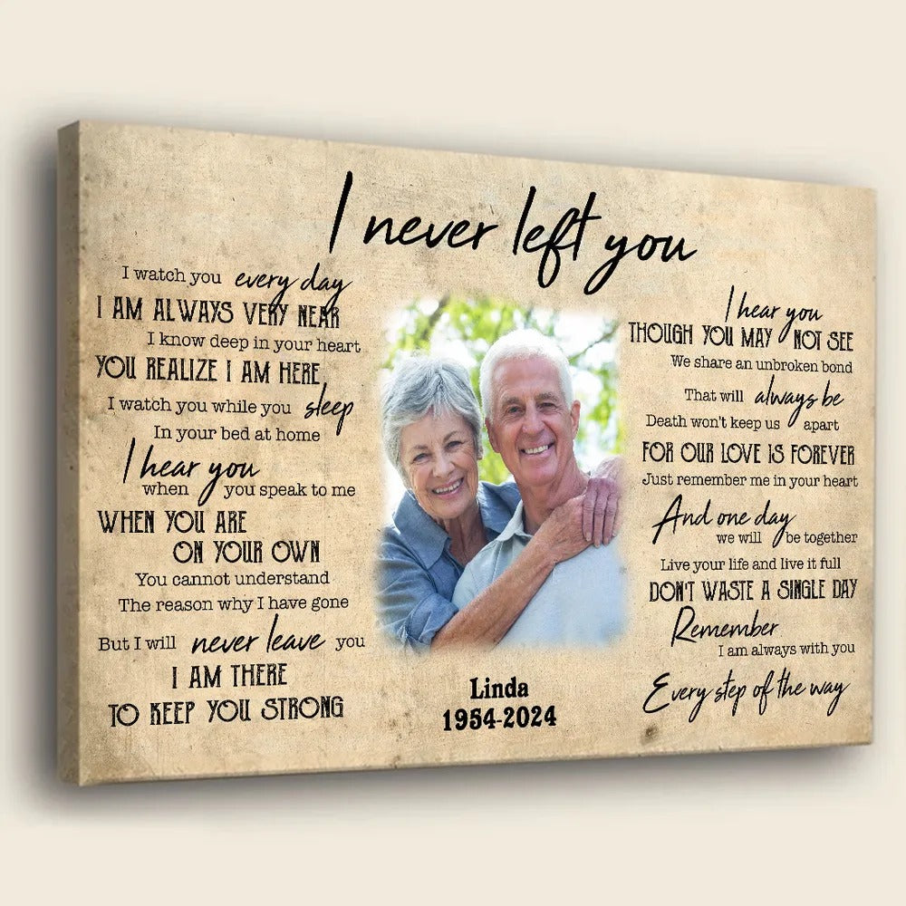 Never Left You Canvas Personalized Memorial Gift For Loss Of Dad Mom