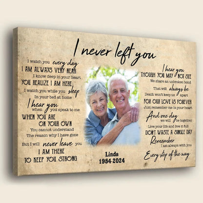 Never Left You Canvas Personalized Memorial Gift For Loss Of Dad Mom