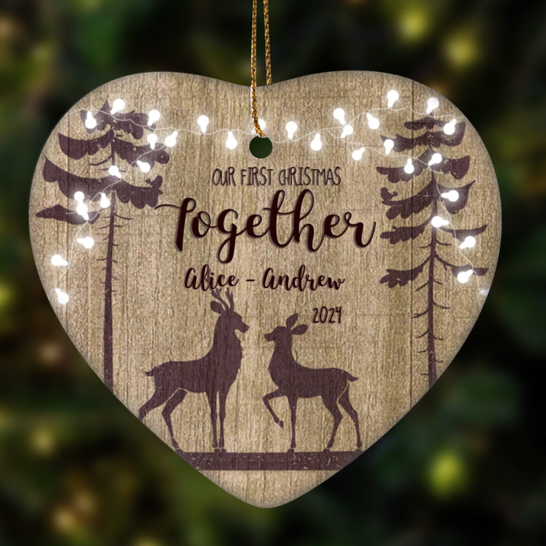 Our First Christmas Together Deer Couple Personalized Ornament