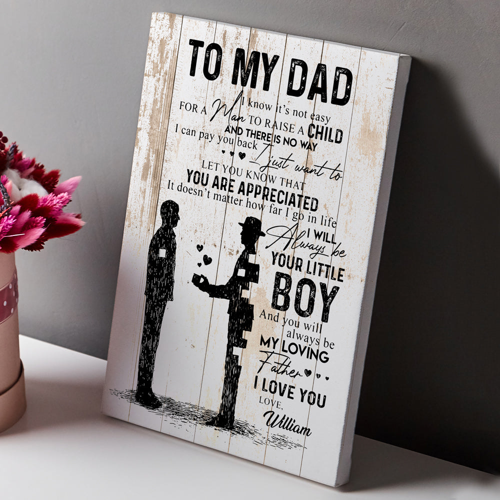 Little Boy To My Dad Canvas Personalized Gift For Dad From Son