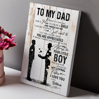 Little Boy To My Dad Canvas Personalized Gift For Dad From Son