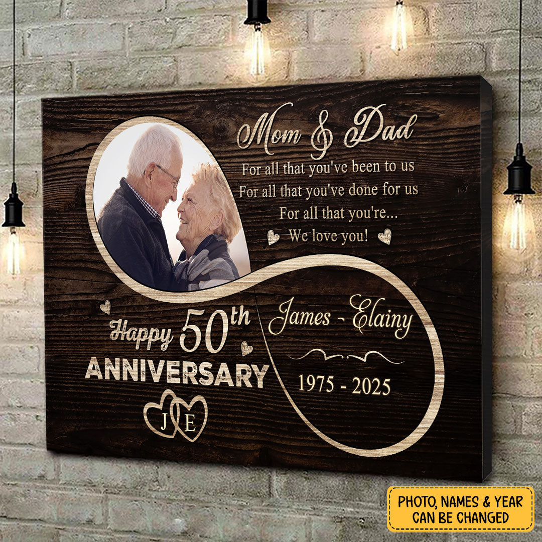Mom Dad We Love You 50th Anniversary Personalized Canvas For Parent