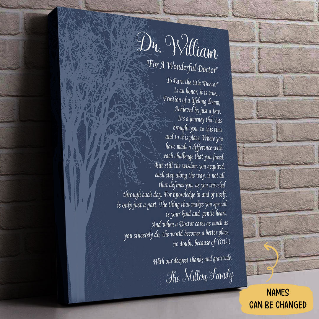 For A Wonderful Doctor Canvas Personalized Gift For Doctor