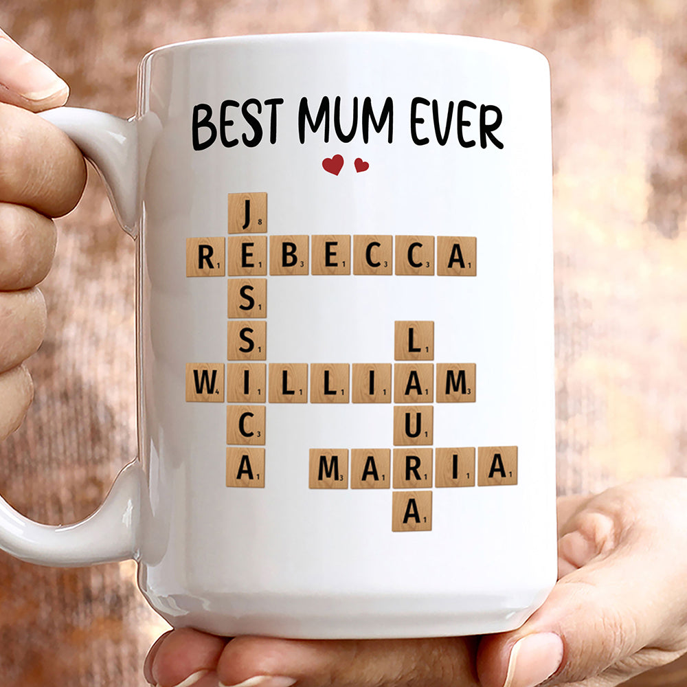 Best Mum Ever Crossword Puzzle Mug Personalized Gift For Mother