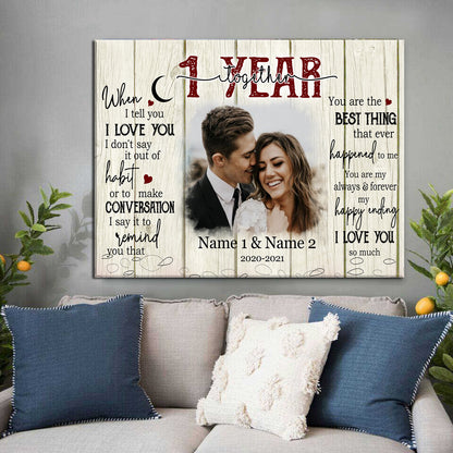 I Love You So Much Canvas Personalized Photo 1st Anniversary Gift For Couple