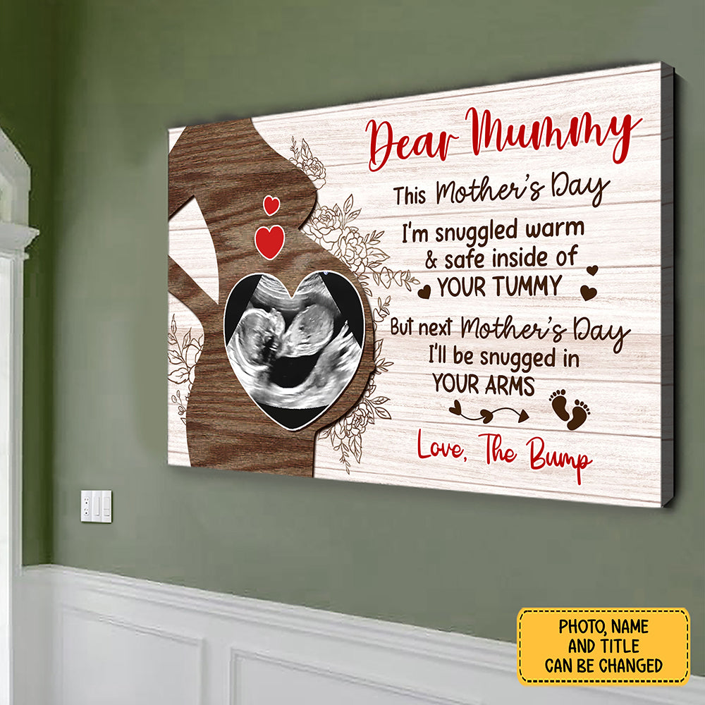 I'll Be Snuggled Canvas Personalized Mother's Day Gift For Mom To Be