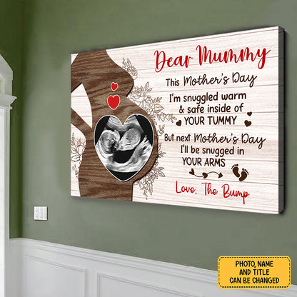 I'll Be Snuggled Canvas Personalized Mother's Day Gift For Mom To Be