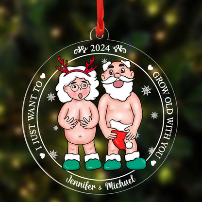 Personalized Funny Want To Grow Old Christmas Gift For Couple Ornament