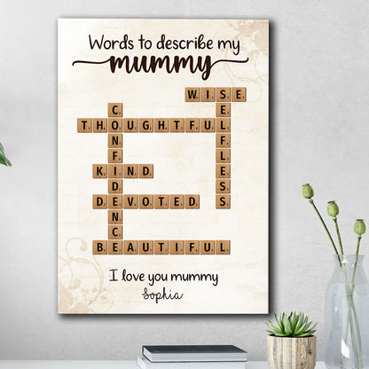 Words To Describe Mummy Crossword Canvas Personalized Gift For Mum