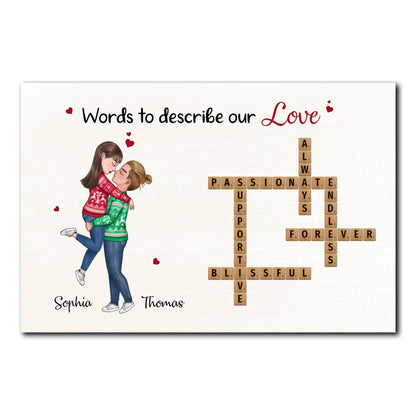 Words To Describe Our Love Crossword Puzzle Personalized Poster For Couple