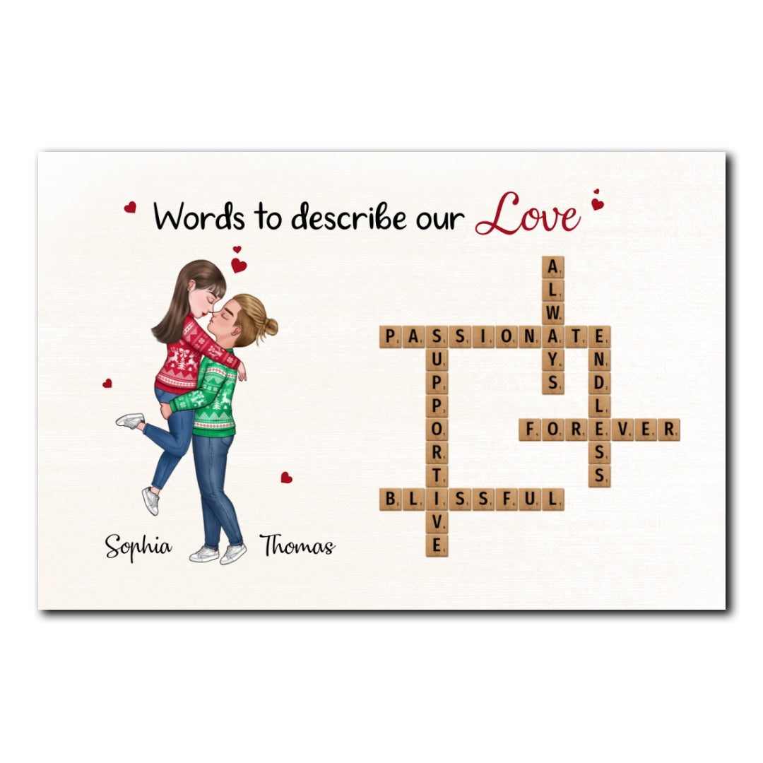 Words To Describe Our Love Crossword Puzzle Personalized Poster For Couple