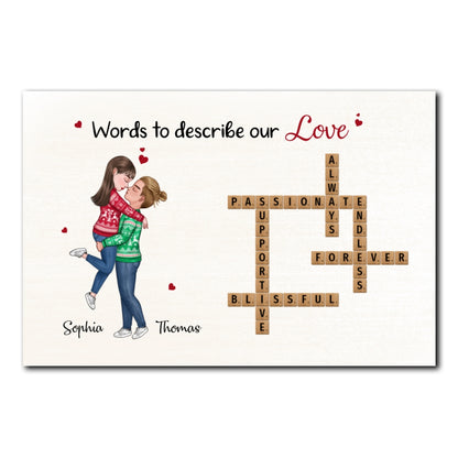 Words To Describe Our Love Crossword Puzzle Personalized Poster For Couple