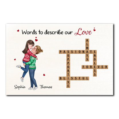 Words To Describe Our Love Crossword Puzzle Personalized Poster For Couple