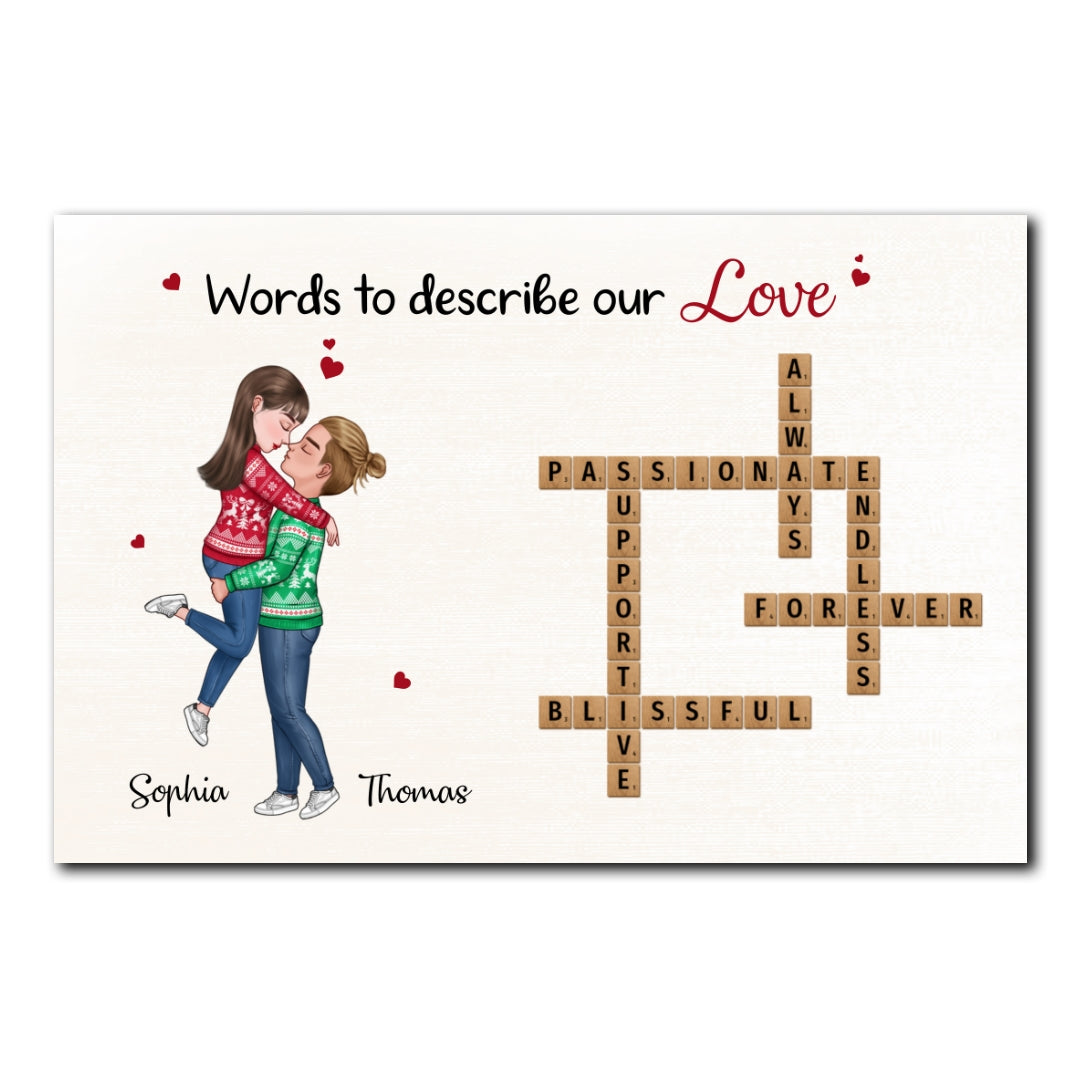 Words To Describe Our Love Crossword Puzzle Personalized Poster For Couple