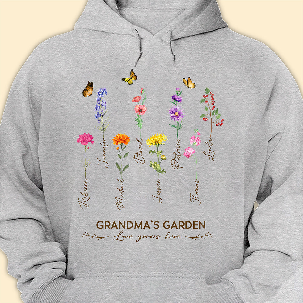Grandma's Garden Birth Month Flower Personalized Shirt For Grandma