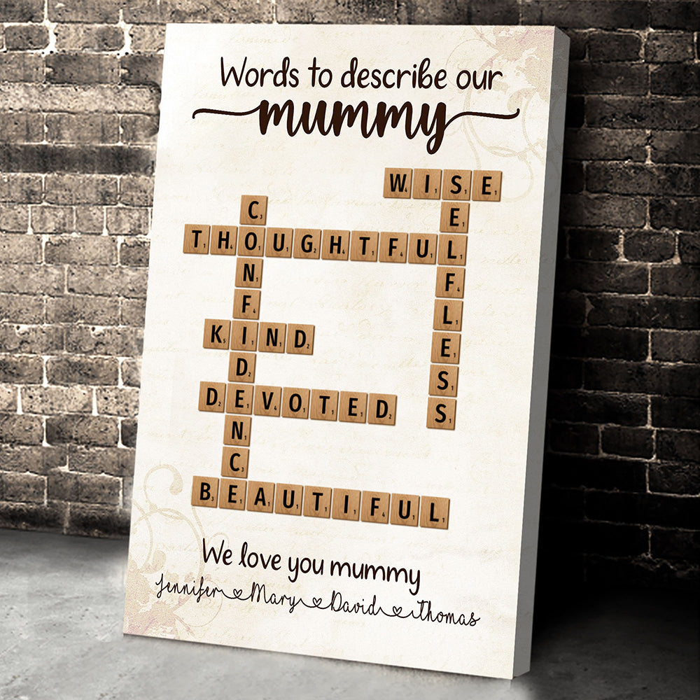 Words To Describe Mummy Crossword Canvas Personalized Gift For Mum