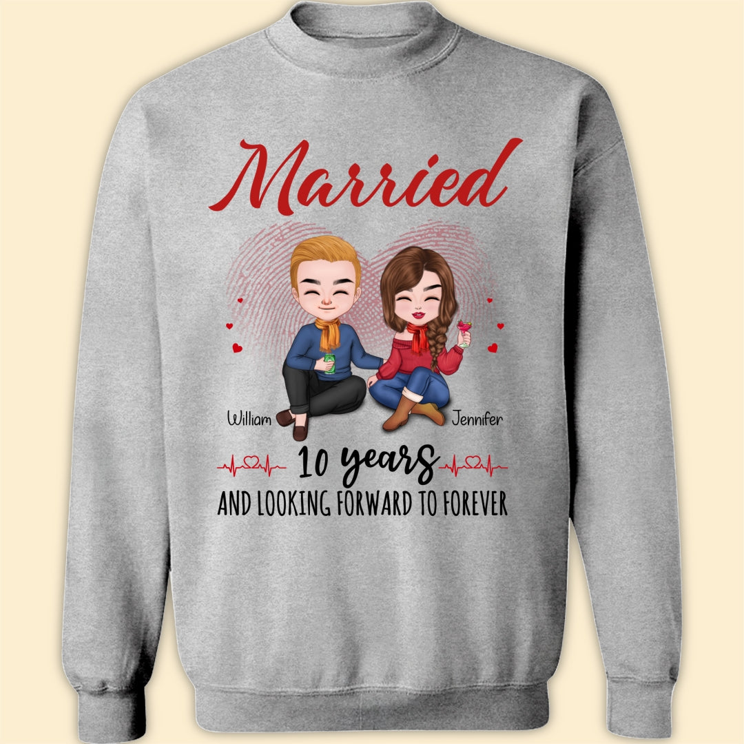 Married 10 Years Matching T-shirt Personalized Anniversary Gift For Couple
