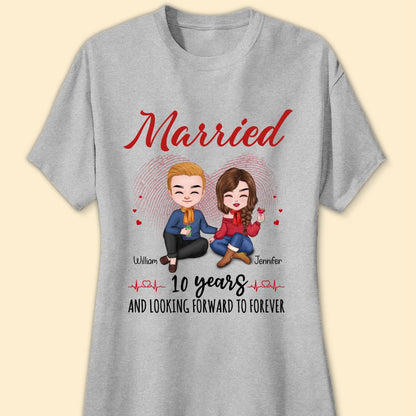 Married 10 Years Matching T-shirt Personalized Anniversary Gift For Couple