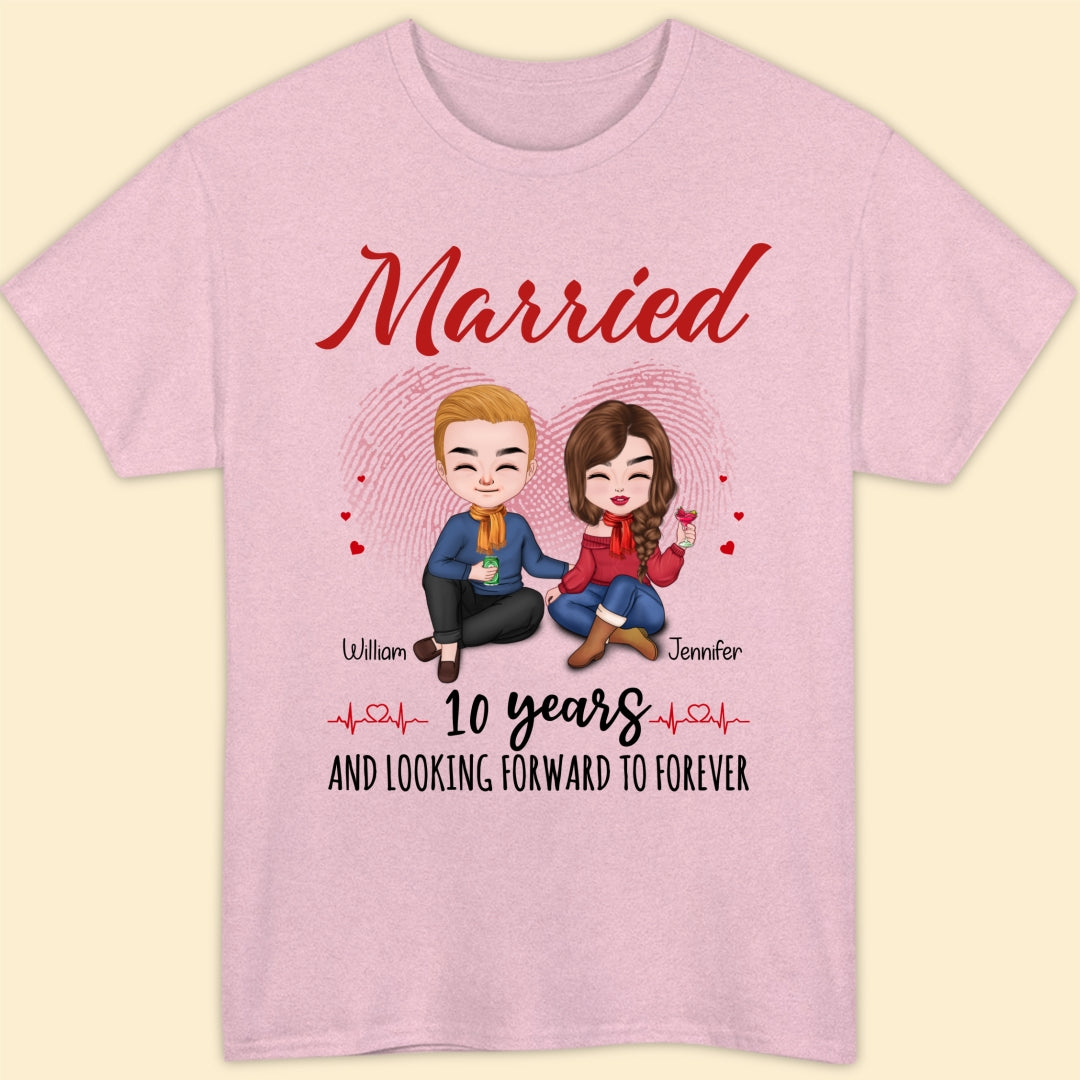 Married 10 Years Matching T-shirt Personalized Anniversary Gift For Couple