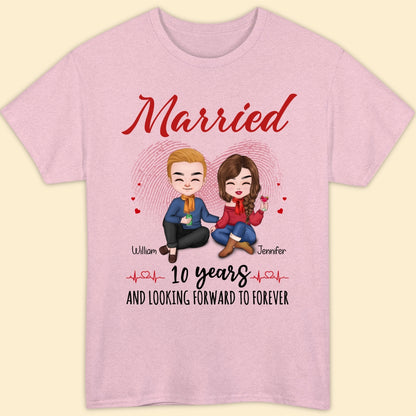 Married 10 Years Matching T-shirt Personalized Anniversary Gift For Couple