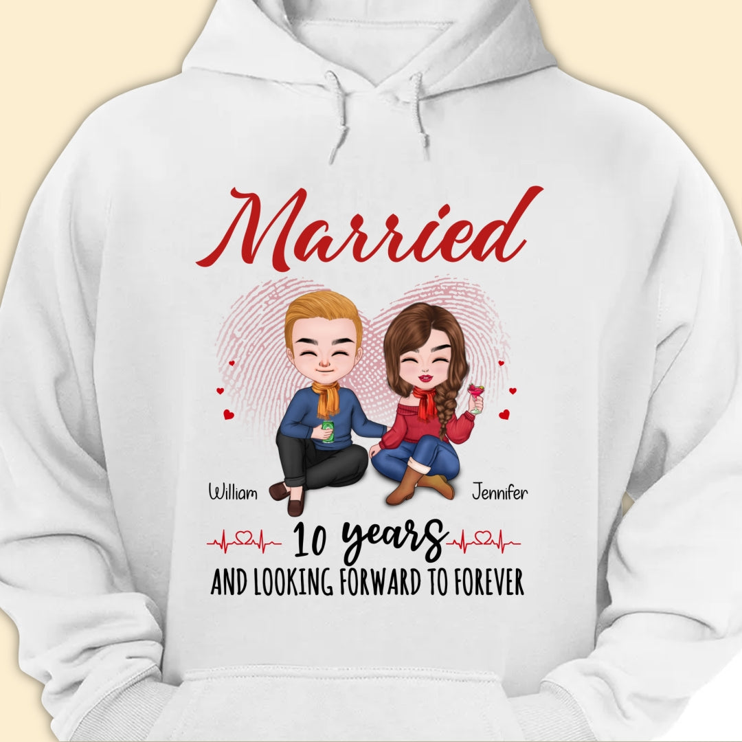 Married 10 Years Matching T-shirt Personalized Anniversary Gift For Couple