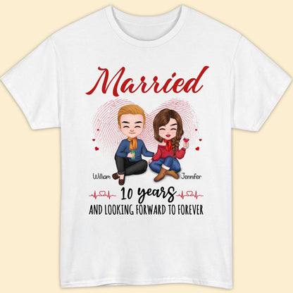 Married 10 Years Matching T-shirt Personalized Anniversary Gift For Couple